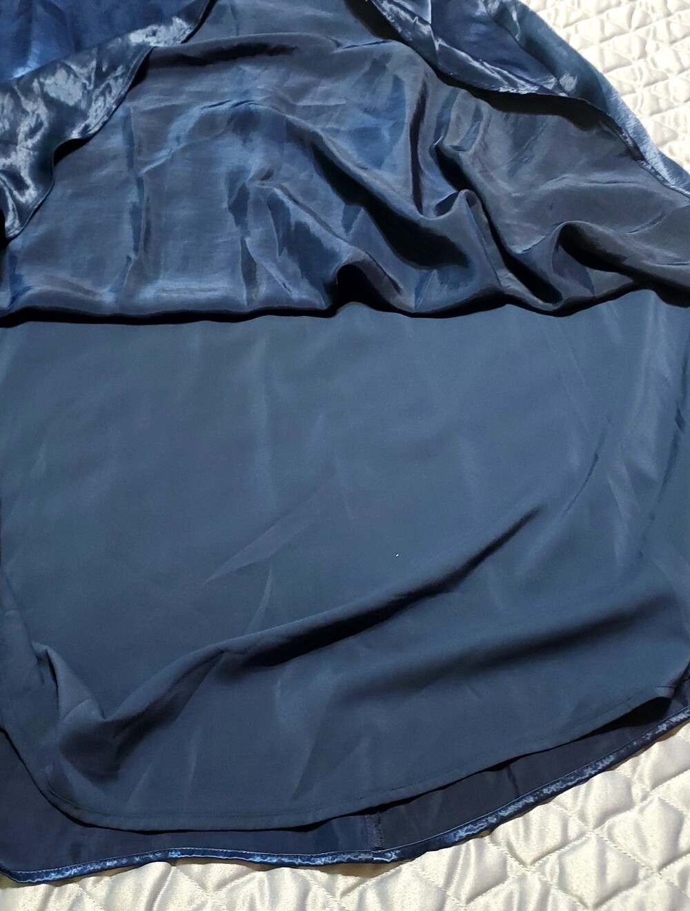 Abercrombie & Fitch Strapless Navy Satin Maxi Gown Sz-L - Picture 9 of 9